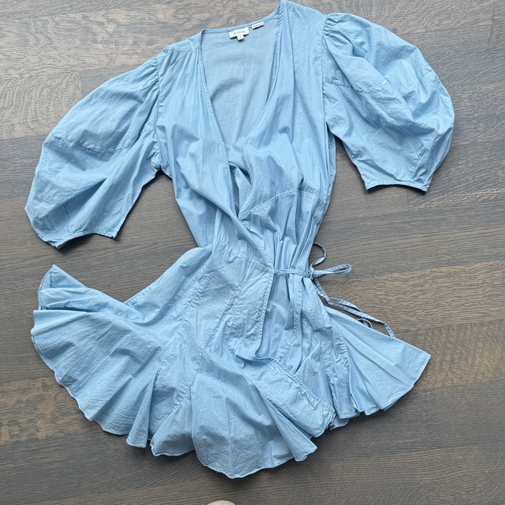 RHODE Claudine Sky Blue V-Neck Dress